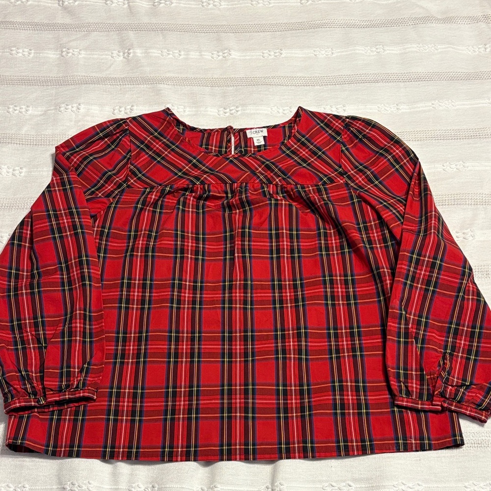 J. Crew Women's Red Plaid Blouse